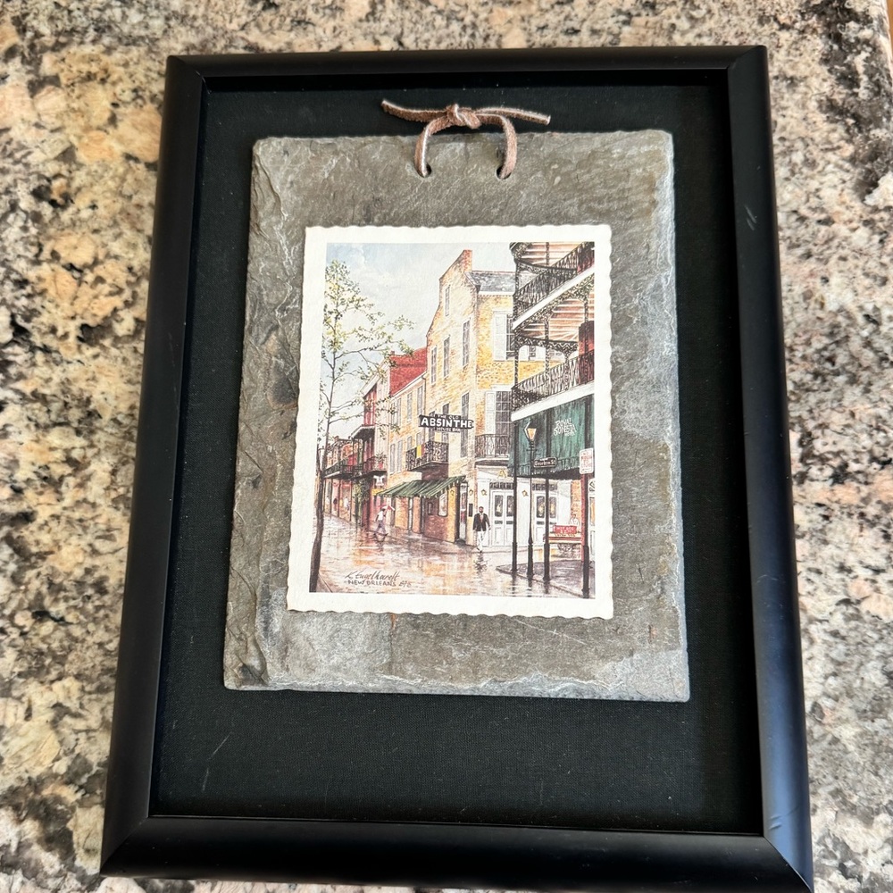 Antique 1800s Stone Roofing Slate • Ken Eugelharelt New Orleans c. 87 Print 7"H
